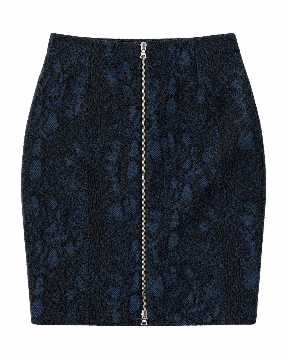 Yigal Azrouel Blue Black Zipper Lace Pencil Skirt Workwear - US 6 / M